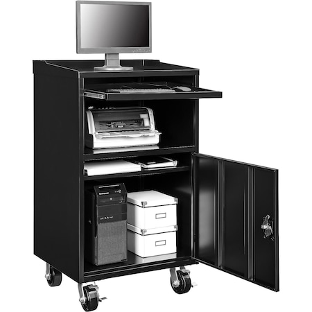 Global Industrial Mobile Computer Cabinet, Black, Assembled, 27W x 24D x 49-1/4H 694561BKA